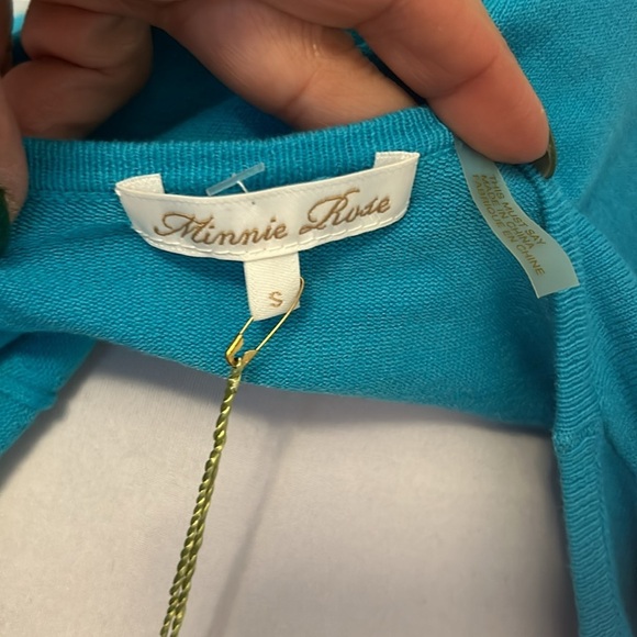 Minnie Rose Turquoise Open Cardigan Sweater - Picture 8 of 9